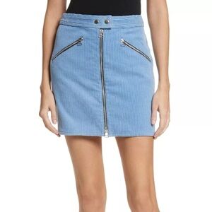 Rag & Bone Racer Corduroy A-Line Moto Mini Skirt in Riviera Blue Size 4